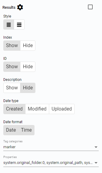 Results settings
